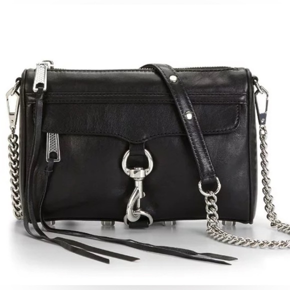 Rebecca Minkoff Mac Black and Silver Leather Crossbody Bag - Picture 1 of 10